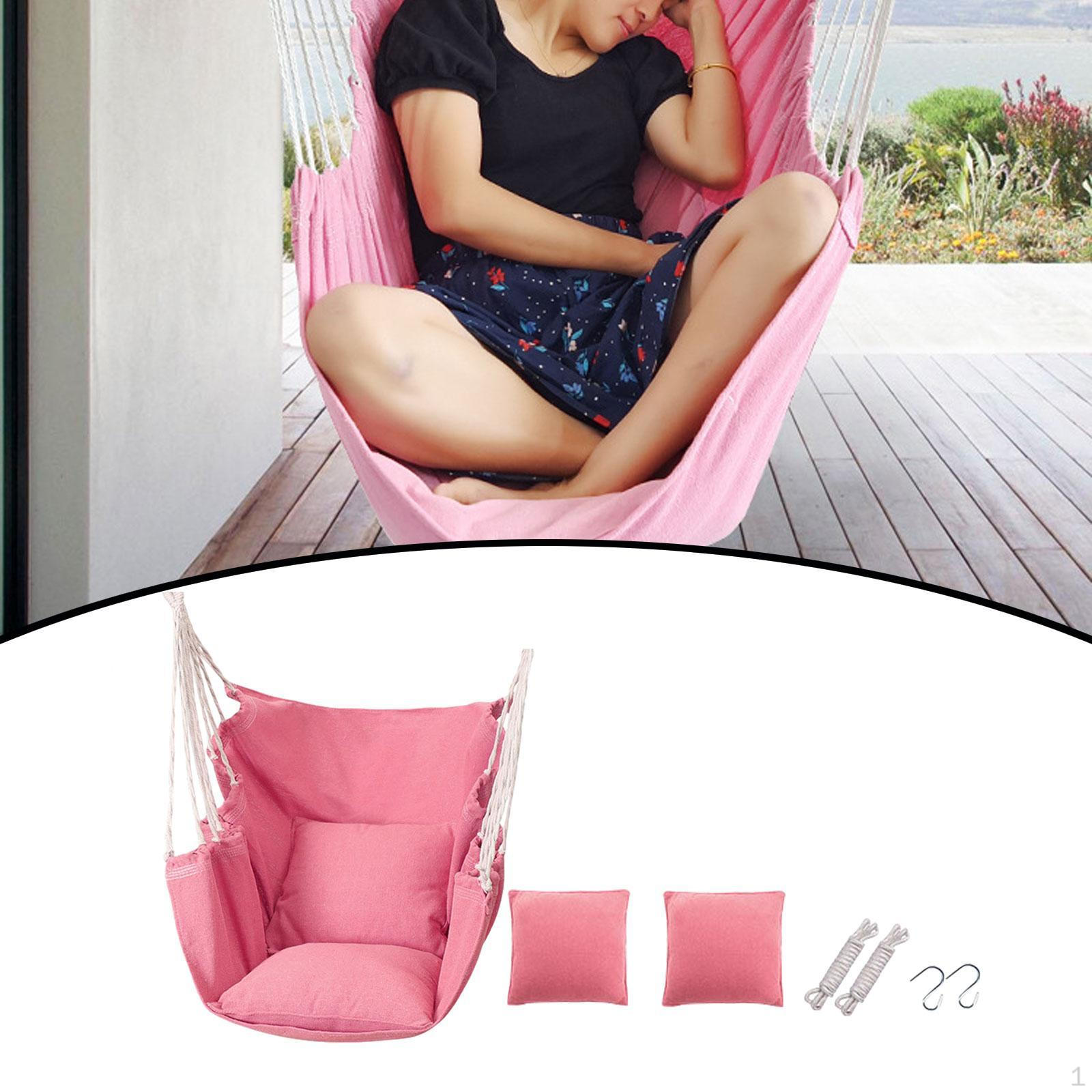 

Гамак-стул Портативный Гладкий В помещении и на открытом воздухе для кемпинга на заднем дворе и балконе розовый