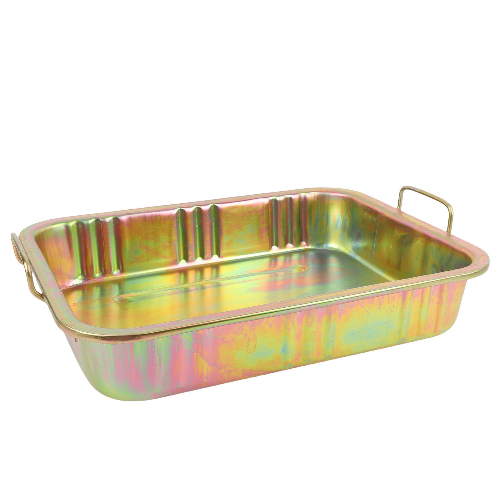 Oil Drip Pan 13L 48.5x37.5x9cm Anti Corrosive Galvanized Iron Oil Drain Tray for Car Motorcycle Lawnmower Machinery
