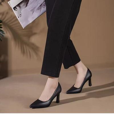 Talons hauts chaussures pour femmes étiquette semelle souple pieds fatigués hôtesse de l'air navetteur chaussures simples françaises formelles noires profession pas fatiguées chaussures de travail