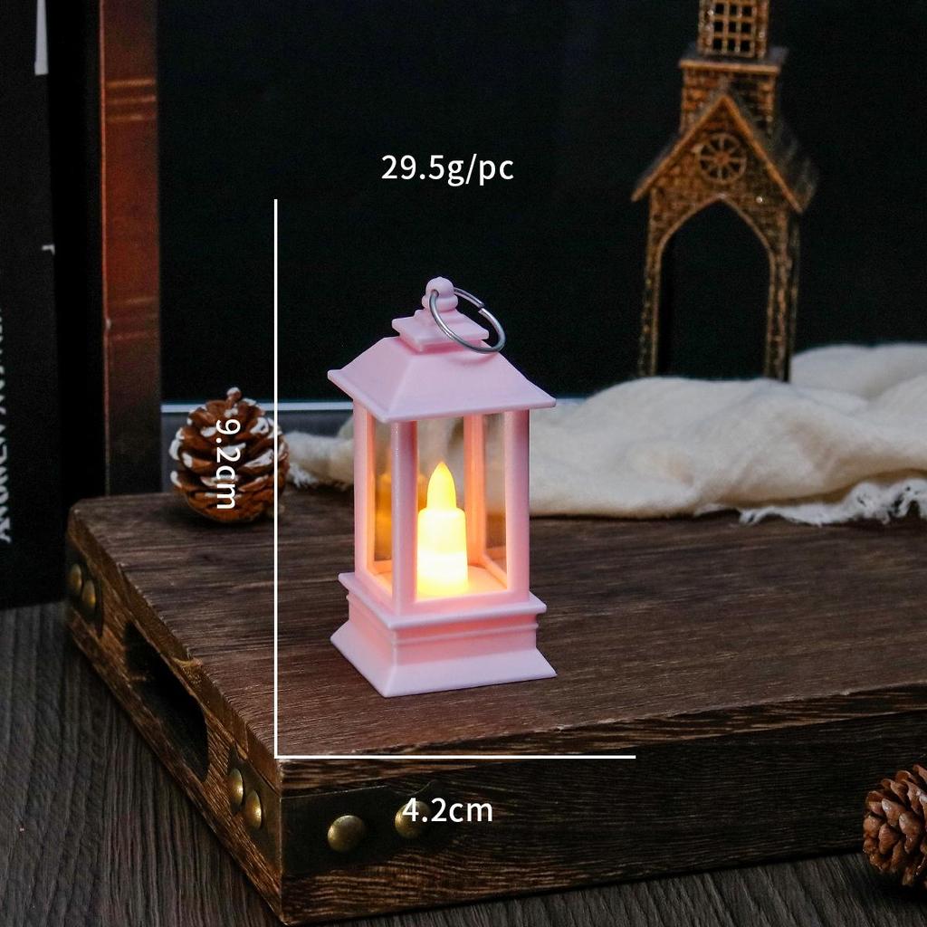 Mini LED Retro Candle Lantern: Square Christmas Ornament, Portable Bedside Night Light