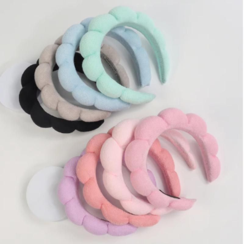 New Fashion Sponge Headband for Women Girls Puffy Hair Band Makeup Bubble Retro Terry Cloth Headbands Hair Accessories Headwear