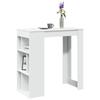 VidaXL Bar Table with Shelves White Engineered Wood, Pub Table, High Table, Bar Stool Table, Bar Table 854355