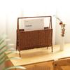 Portariviste in Rattan Porta Giornali Intrecciato Scaffale Angolare Soggiorno Organizzatore Libreria Supporto Creativo per Libri Cesto Portaoggetti