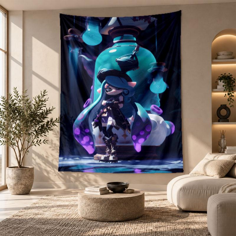 Decorative Tapestry,Splatoon Printed Wall Art, Lightweight Wall Hanging For Bedroom Background