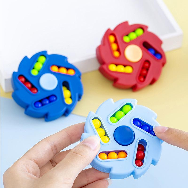 Magic Rotating Bean Puzzle Cube Fingertip Spinner Anti-Anxiety Stress Relief Fidget Toys For Kids Party Favors Classroom Prizes