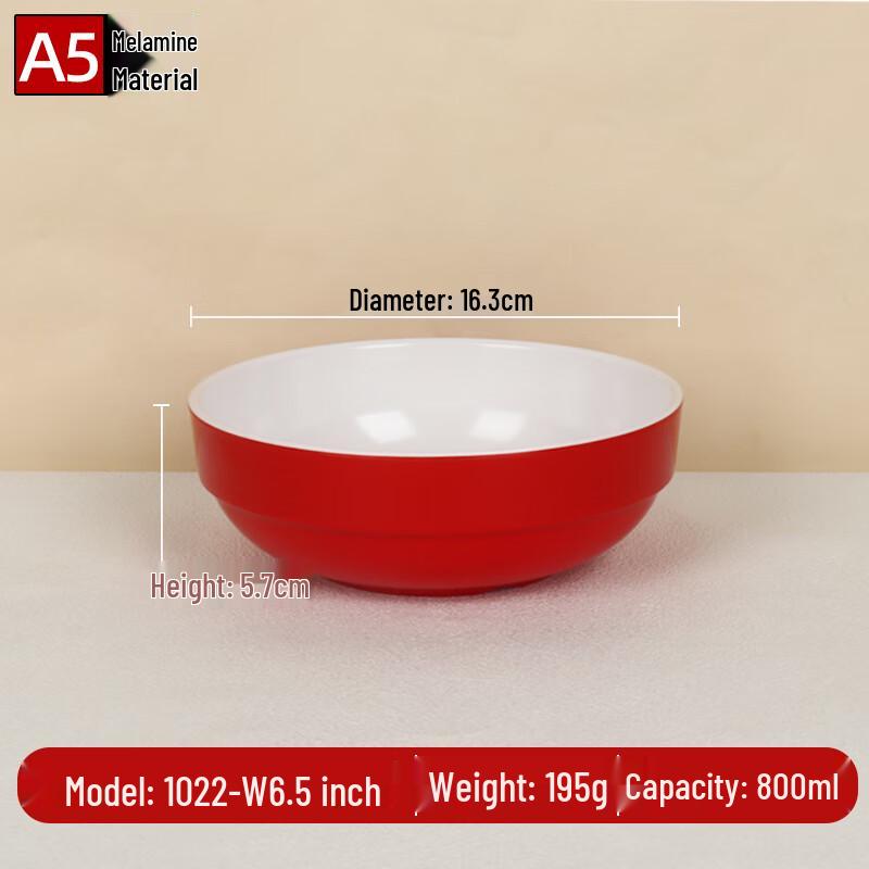 A5 Melamine 6.5-inch Commercial Rice & Noodle Bowl