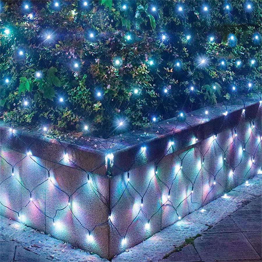 3x2M Solar Garden Net String Lights Outdoor Mesh Lights Solar Fairy Net Light Mesh Bush Light for Wedding Party Patio Wall Decor