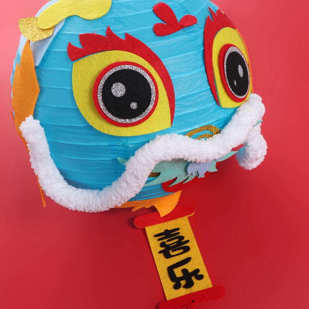 with LED Light Dragon Year Lantern DIY Materials Cartoon Dragon Handheld Lantern Chinese New Yea