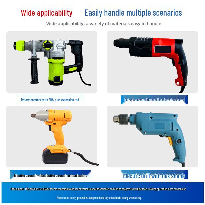 Pneumatic Electric Drill Head Conversion Chuck: Square, Round, Hexagonal Handle Adapter for Electric Wrench.