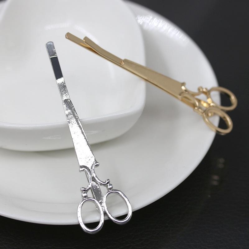 Head Jewelry Hair Pin Gold Scissors Shears Clip For Hair Tiara Barrettes Accessories Headdress For Girls
