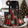 Women's Vintage V-Neck Long Sleeve Christmas Print Casual Dress