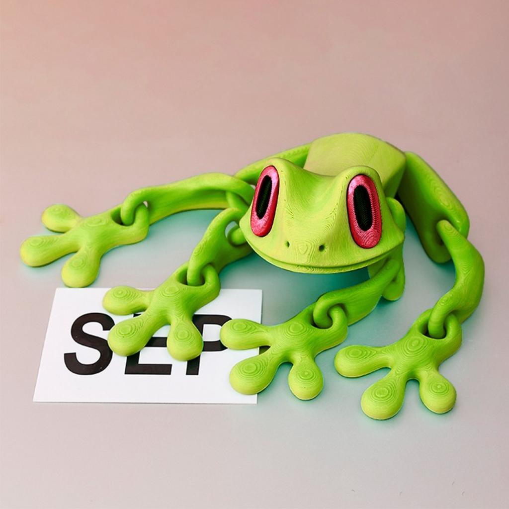 3D Printed Magnetic Frog Refrigerator Magnet - Articulated, Movable Glow In The Dark Toy Ornament