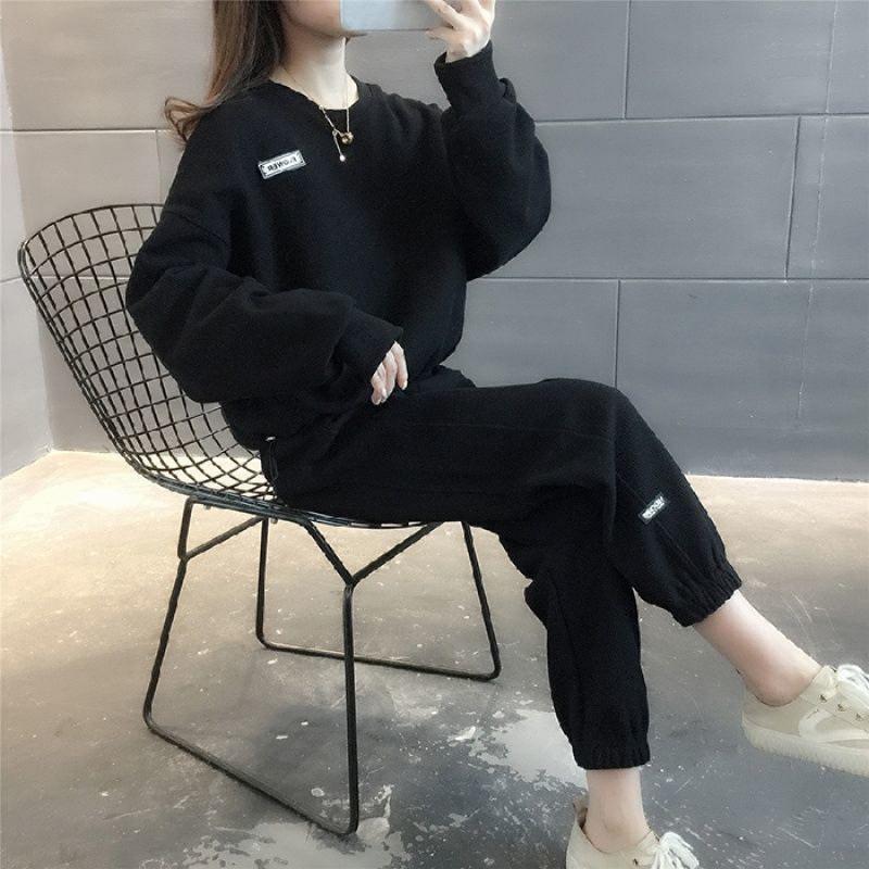 Women's Influencer Casual Sport Set - 2025 Spring/Autumn Fashion, Loose Fit, Running/Fitness Long Sleeve Two-Piece