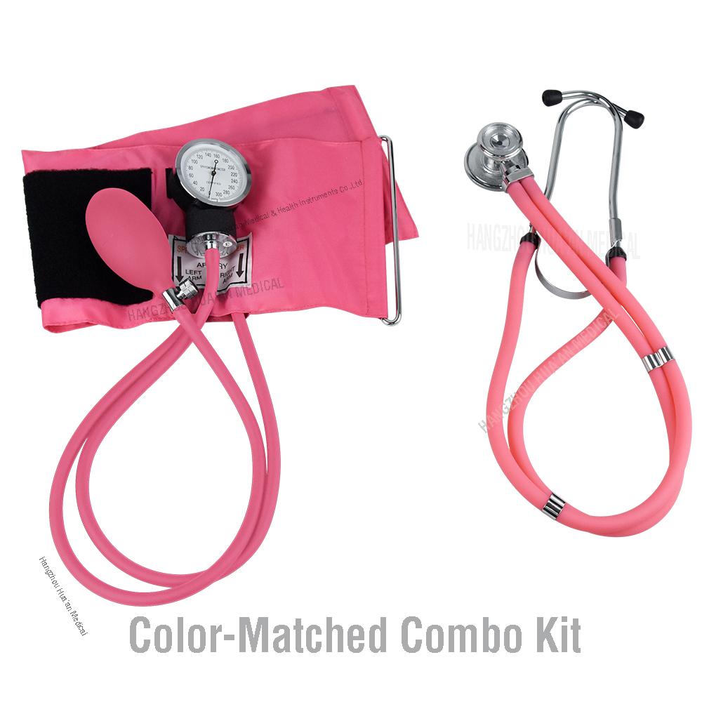 All in PINK Medical Tensiometro Pressure Checking Blood Pressure Monitor Upper Arm Aneroid Sphygmomanometer With Stethoscope