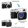 JJC Metal Square Lens Hood + Hood Cap & 49mm Thread Adapter Ring for Fujifilm X100VI, X100V, X100F, X100T, X100S, X100, X70, LH-X100 & AR-X100, Silver