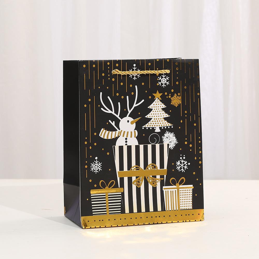 StoBag, Elegant Christmas Gift Bags, Happy Christmas, Add a Touch of Festive Cheer To Your Gift-Giving, Reusable Paper, 6/10pcs