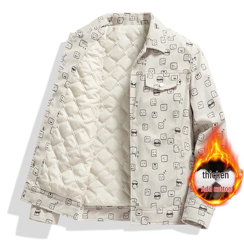 Plus Size Men's Trendy Corduroy Jacket - Spring/Autumn 2025, Loose Fit