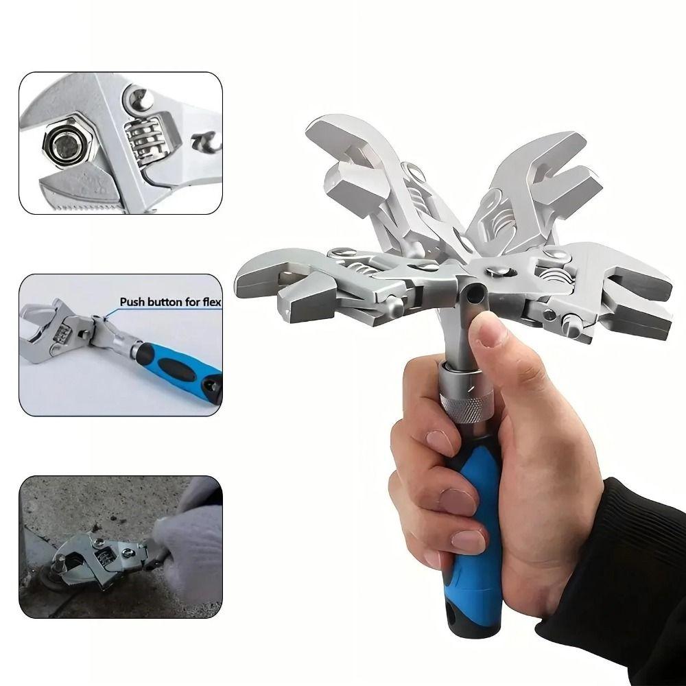 180 Degree Telescopic Shaking Head Wrench Flexible Folding Spanner Torque Wrench Repair Tools