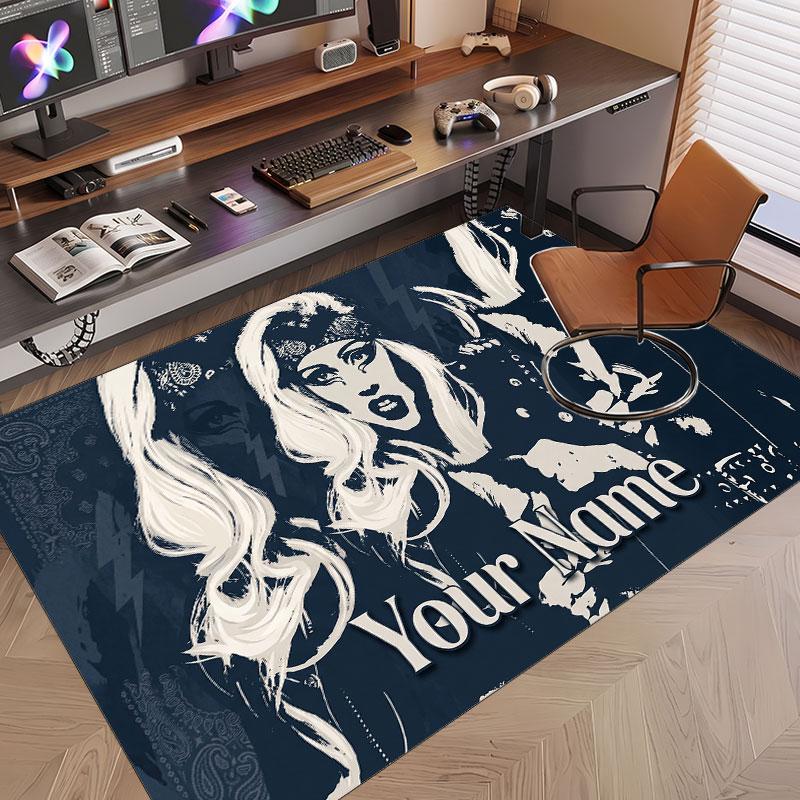 Custom Name Crystal Velvet Rug,Lady Gaga Comfortable Anti Slip Floor Mat For Room Decoration