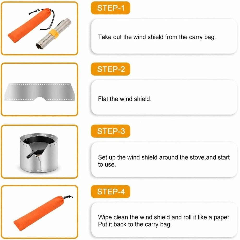 Thin Titanium Camping Stove Windscreen Windproof Plate Camping Stove Wind Screen  Backpacking