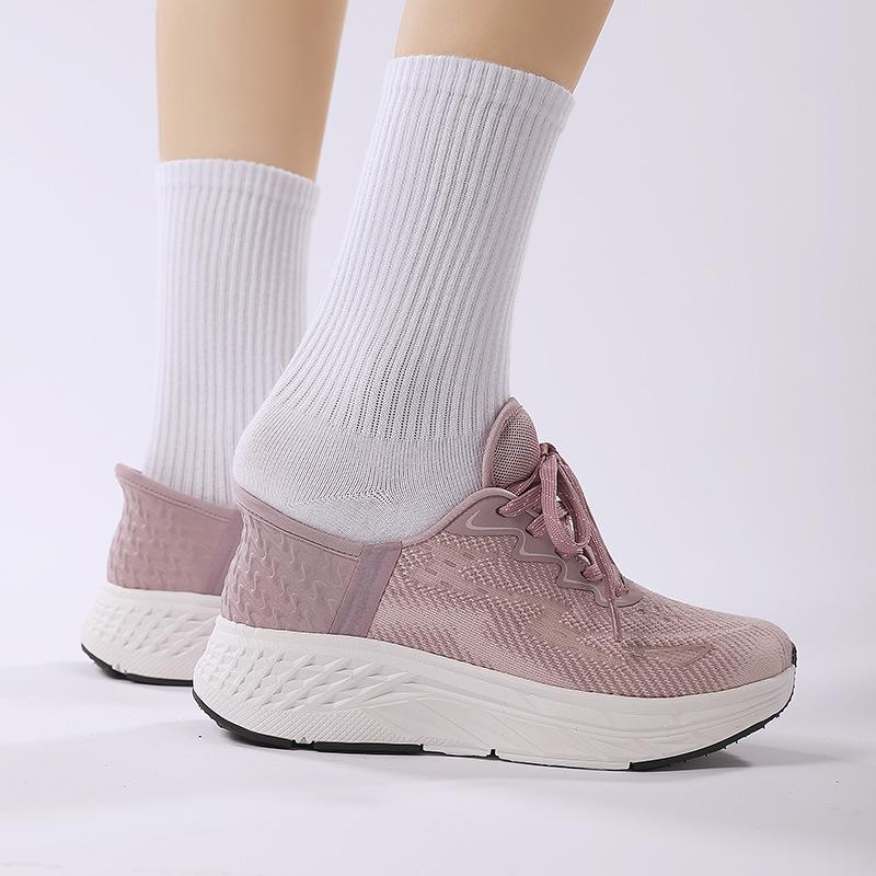 New women's mesh shoes in summer and autumn, laces to increase the height, casual sports flash wear, lazy shoes, breathable women