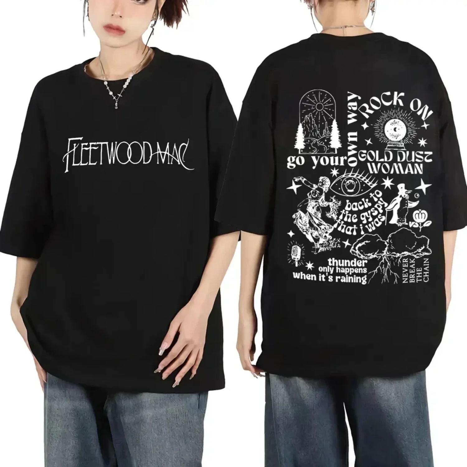 

Fleetwood Mac Band T Shirts Tour Graphic Men Women Rock Hip Hop Short Sleeve T-shirt Street Fashion Trend Vintage T-shirts S чёрный