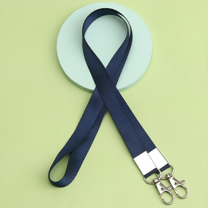 Double Hook ID Badge Lanyard with Double Buckle and Dual Clip Holder