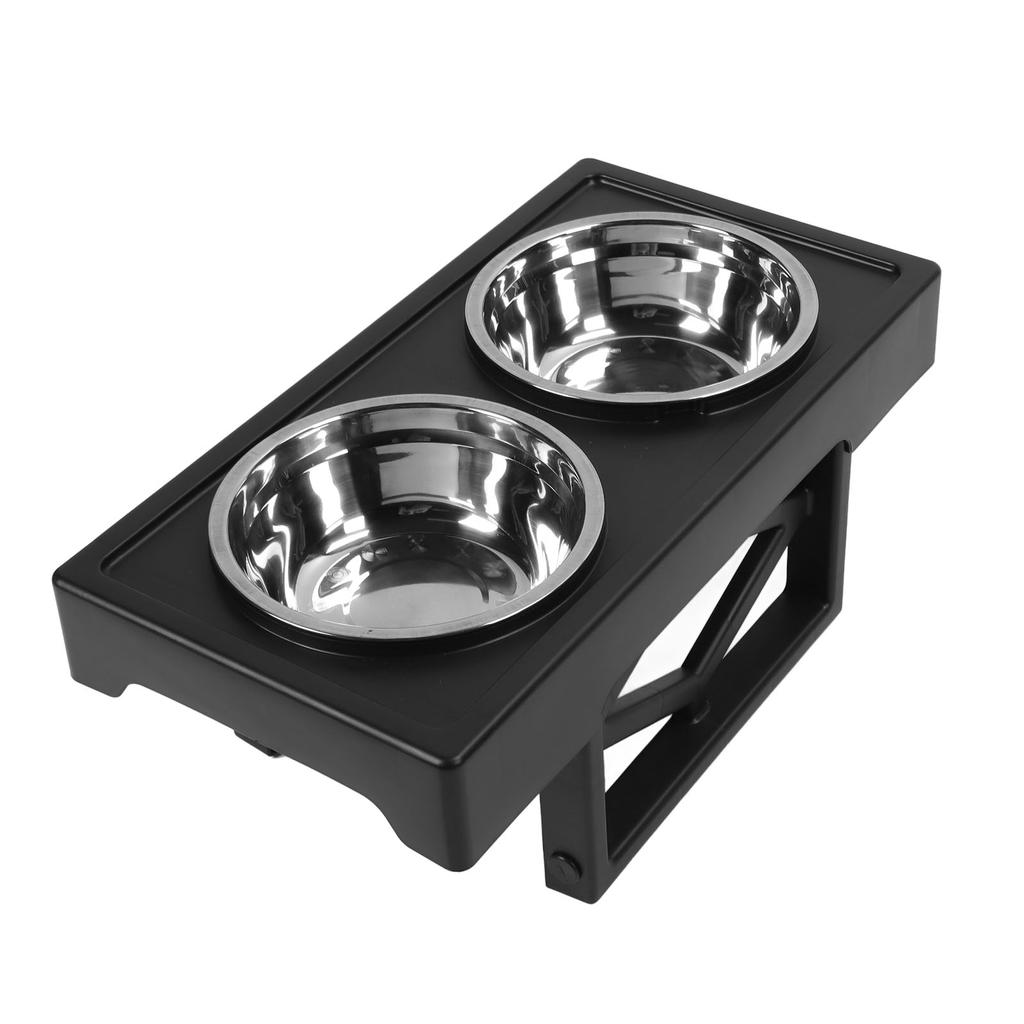 Elevated Dog Bowls Prevent Slip Height Adjustable Raised Dog Bowl Stand with 2 Stainless Steel Food