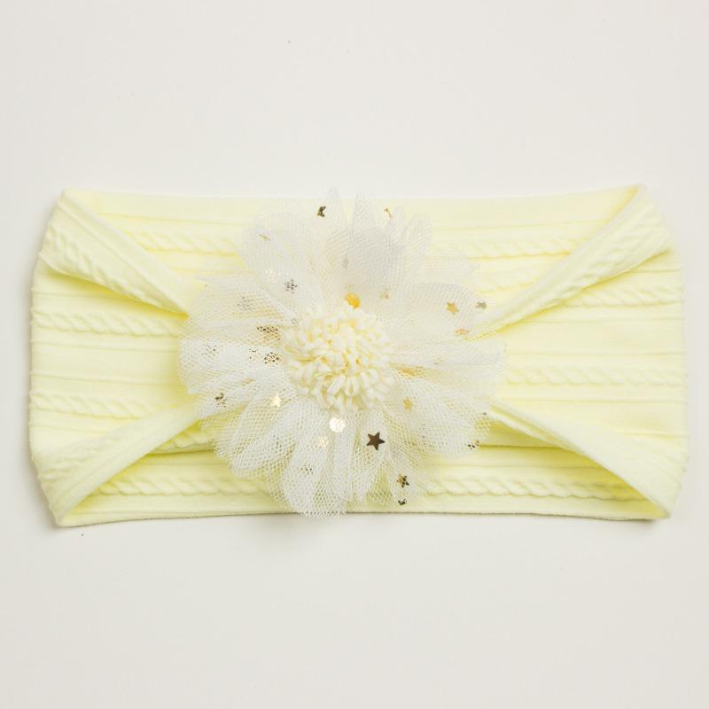 Summer New Girls' Hair Accessories, Baby Candy Color Flower Seamless Wide Headscarf, Baby Nylon Headband