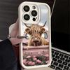 Phone Case for iPhone 17 Air 16E 15 16 Pro Max Cute Highland Cow Cover 14 Plus 13 12 Mini Soft Shell Silicone Fundas