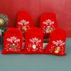 Christmas Drawstring Velvet Bags Red Candy Biscuits Pouch Boutique Jewelry Packaging Sack Gift Storage Bags Xmas Tree Decoration