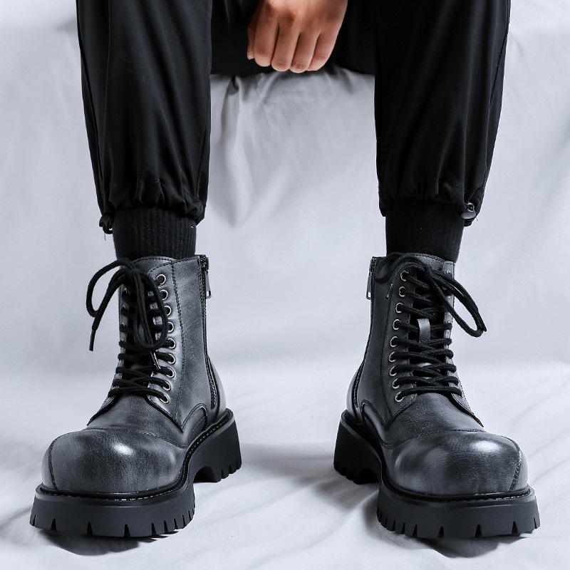 Big head high top Martin boots men's derby shoes British style platform Chelsea boots trendy short boots 44789-R