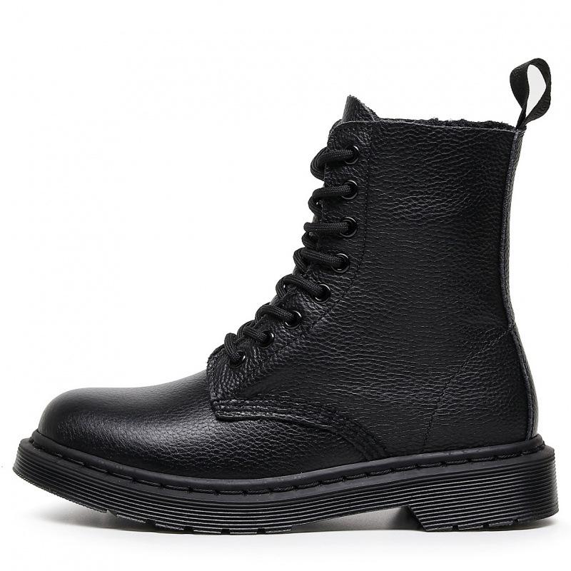 Lychee pattern tooling boots women's head layer soft cowhide couple short boots British leather locomotive boots