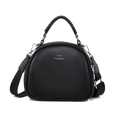 Welltude Women's Mini Boston Bag, Crossbody Bag, Shoulder Bag, Freestanding Zipper (Black)