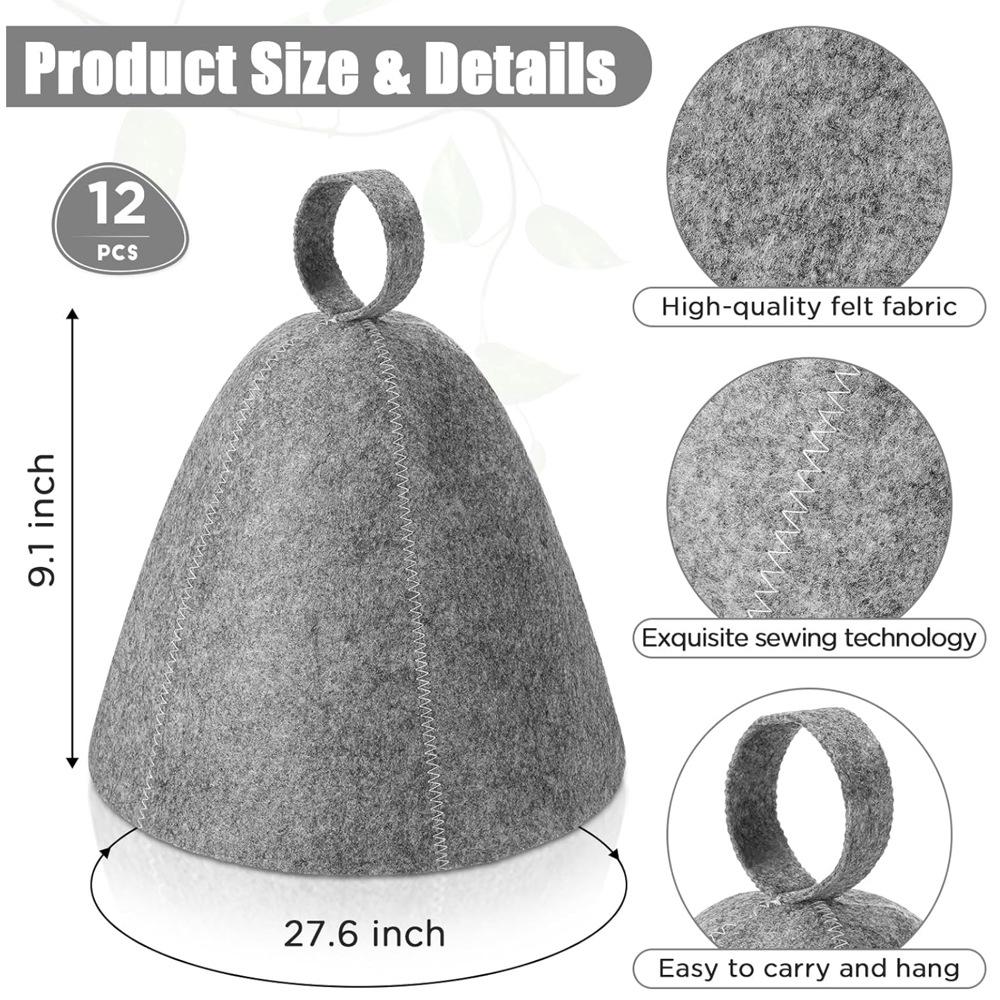 Fashionable Gray Felt Sauna Bath Cap - Minimalist Style, Absorbent, Quick Dry for Hot Springs and Bathroom Use