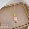 316L Stainless Steel Luxury Zircon Flower Pendant Necklace For Women Girl New Trend Clavicle Chain Jewelry Lady Gift