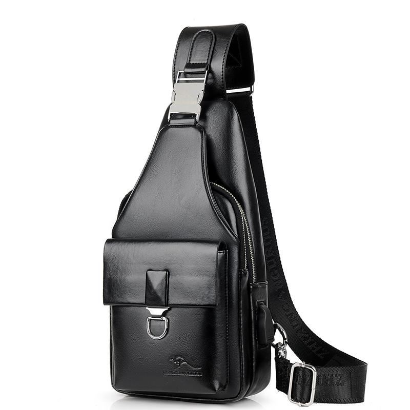 

Мужская нагрудная сумка USB Одноплечевая сумка-мессенджер Нагрудная сумка Повседневная модная сумка Диагональный рюкзак 17cm*6.5cm*31cm чёрный