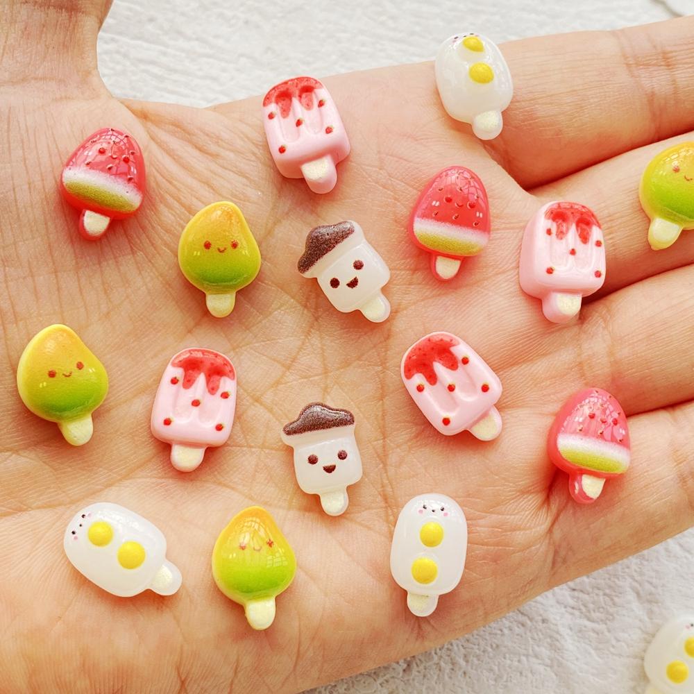30pcs Mix Resin Colorful Mini Fruit Ice Cream Nail Art Flatback Stone Applique DIY Christmas Charms Scrapbook Decor Crafts