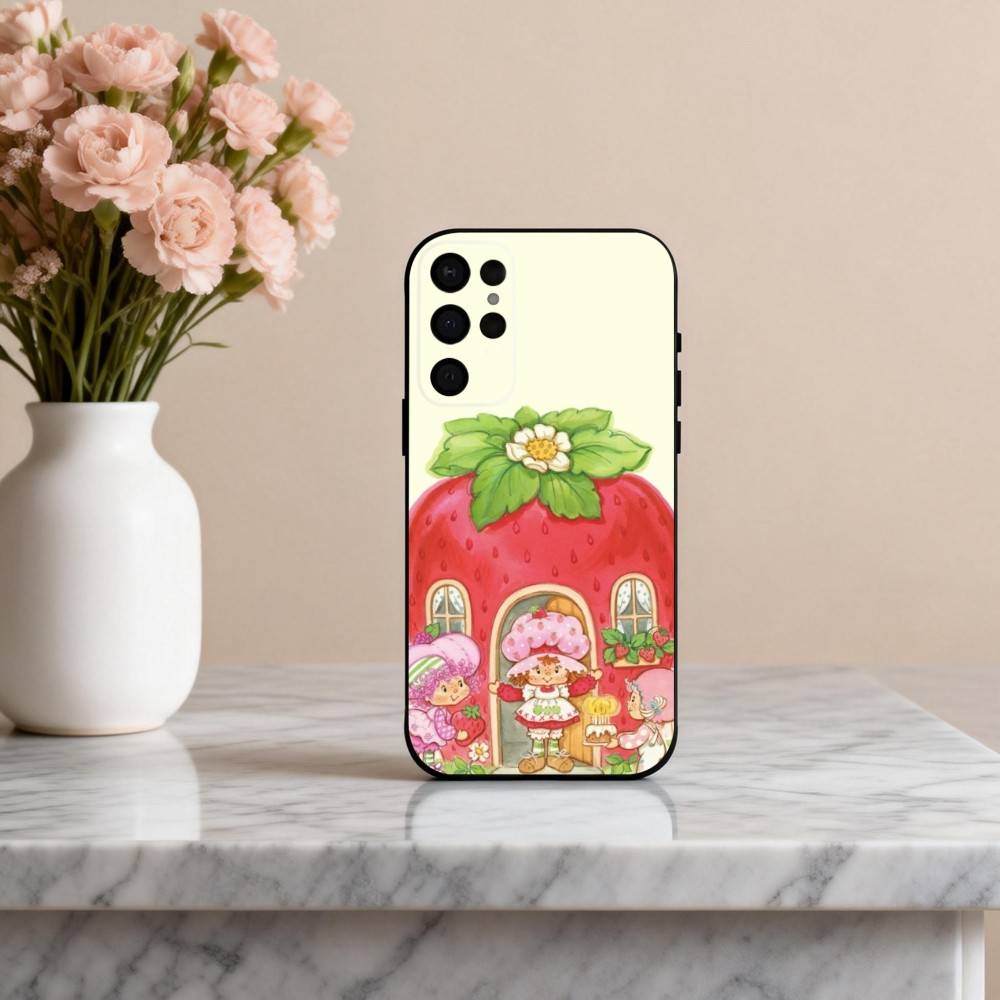 S-StrawberryS Vintage S-Shortcake  Phone Case For Samsung S25,24,23,22,30,21,10,9,Ultra,Plus,Lite,FE,4,5 G Soft Black Case