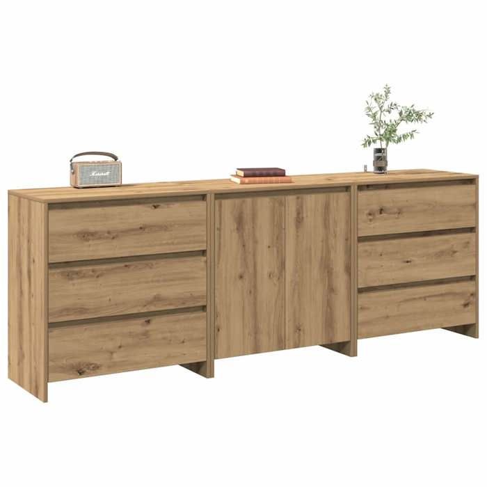 VidaXL Buffet 3 pcs chêne artisanal bois d'ingénierie 3329180