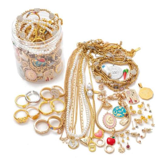 Mystery Jewelry Jar for Women, Vintage Surprise Jewelry Set, Random Mixed Box with Necklaces, Earrings, Rings, Bracelets, Gift for Her