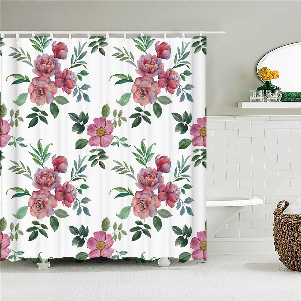 Kolorowy Tulipan Kwiaty Róży Drzewa Zasłona prysznicowa Zasłony Łazienkowe Natura Kwiat Wodoodporna Tkanina Polieste Wanna Wystrój Domu