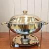 Round Stainless Steel Buffet Stove - Golden Food Warmer for Hotels & Restaurants