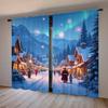 2pcs Christmas Snow Scenery Printed Curtain for Christmas Home Decor - Rod Pocket Window Treatment for Bedroom, Office, Kitchen