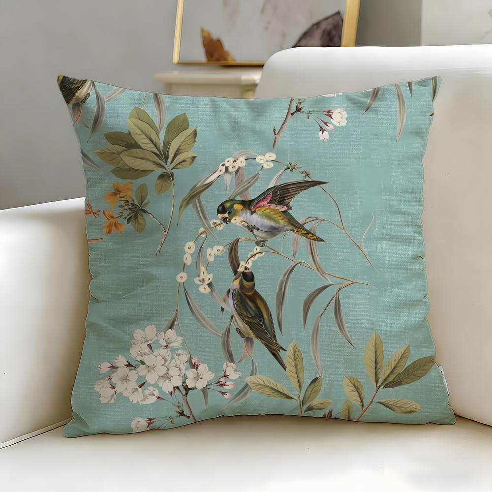 Classic Art Theme Lovely Bird Pattern Cushion Cover Soft & Easy-Wash Pillow Case – Versatile for Couch, Bed, Travel and Office