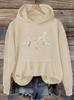 Women's autumn and winter casual loose warm personalized cat pattern printed suede long sleeved hooded sweatshirt
