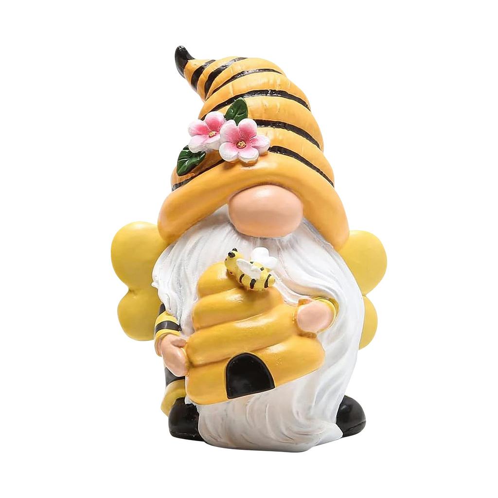 Bee Gnome Figurine Garden Bee Gnome Statue Sculptures Resin Gnomes Sculpture Home Decorations For Garden Yard Balcony Patio
