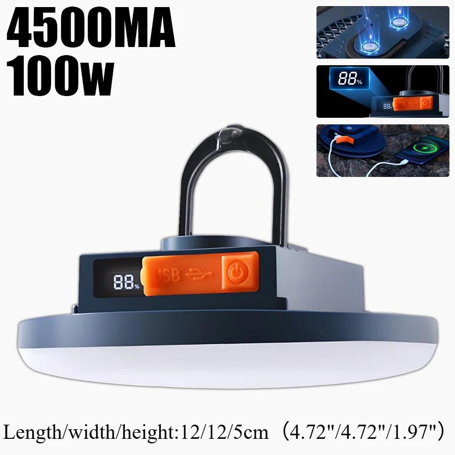 7500mAh Magnetic Camping Lantern USB Rechargeable Lamp with Built-in Battery Powerful Light for Outdoor Emergency Night Market