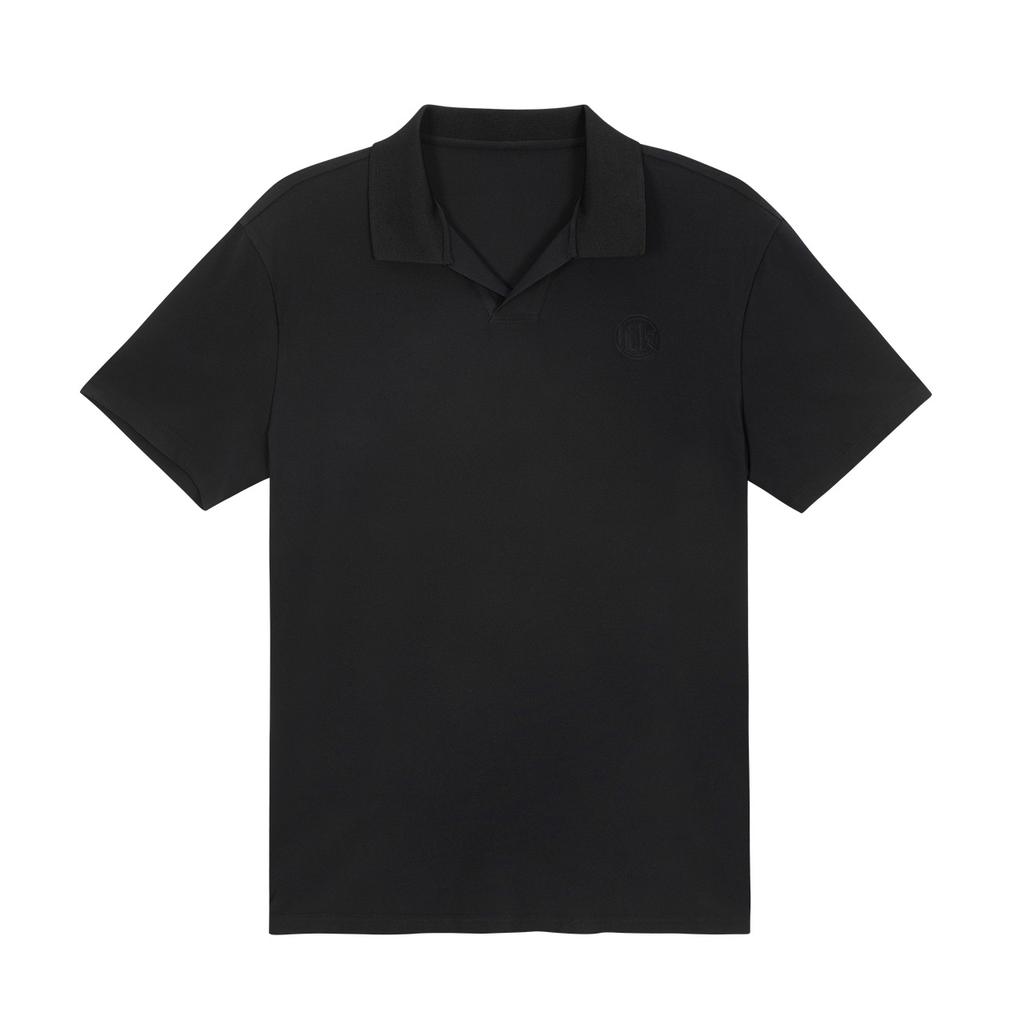LIKK Men'S Open Collar Short Sleeve T-Shirt (Black)_L3B0-Ts04C