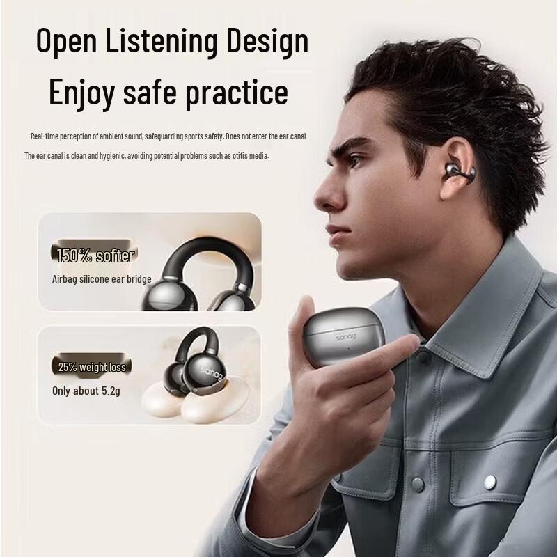 SANAG Z60S Air-Bone Conduction Clip-On Bluetooth Earbuds